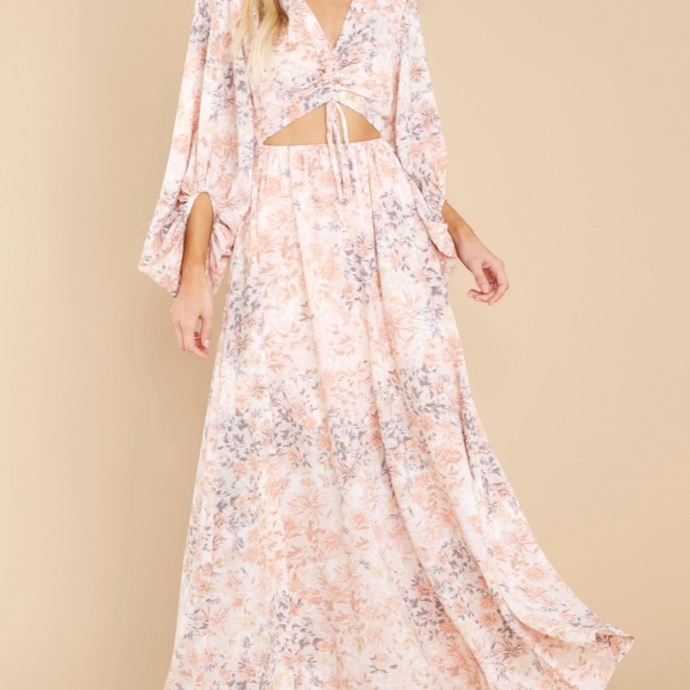 RED DRESS BOUTIQUE- TAKE ME TO BRUNCH PEACH MAXI DRESS